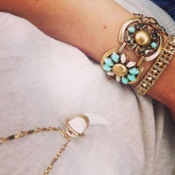 Stella & Dot | Retired Vintage Gold+Turquoise Becca Bracelet - Picture 4 of 9